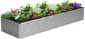 Vengarus 12x2x2FT Galvanized Raised Garden Bed Kit, Large Rectangle Elevated Planter for Vegetables, Flowers, Herbs and Succulents - 359 Gallon Capacity,Silver