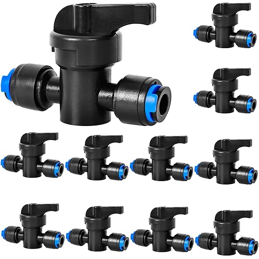 10 Pack 1/4" Drip Irrigation Shut Off Valve, Quick Connect Universal Drip Irrigation Tubing Coupling Valve, Connector Locking Fitting for Sprinkler or Drip Irrigation System