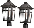 Darkaway 2pcs Large Outdoor Post Lights Lamp, 17inch Waterproof Aluminum Post Lamp with Glass, Fence Post Deck Lighting for Patio Pathway