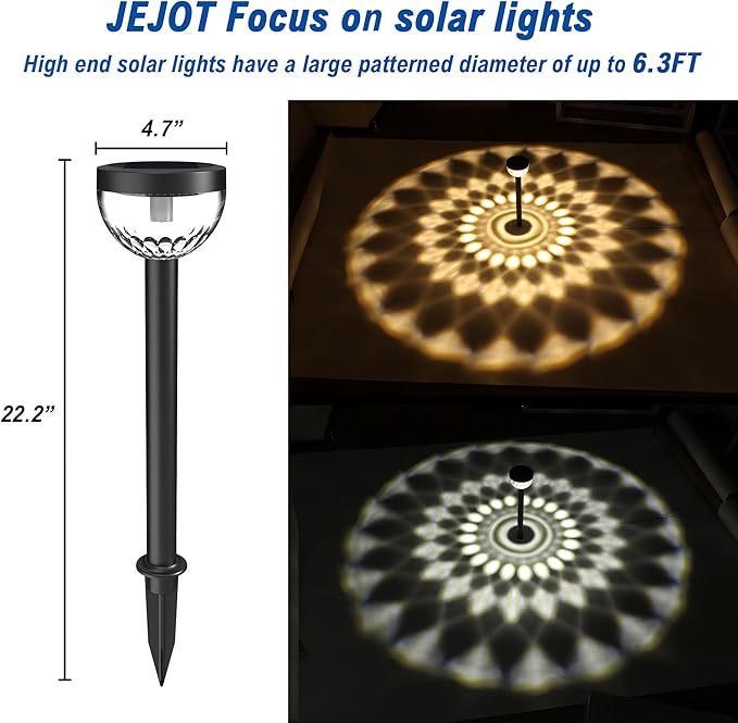 4 Pack Solar Flood Light, Security Lights,Pathway Lights with 2CCT(Warm and Cool) Light Modes,Bright Pattern Solar Decorative Lights Outdoor