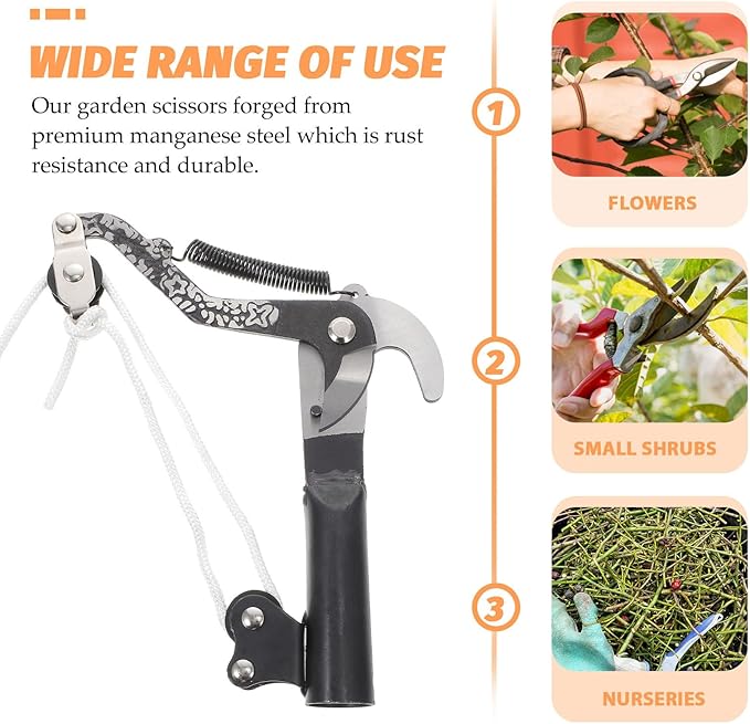 Kisangel Garden Saw and Fruit Branch Shear for Tree Pruning, Telescopic Gardening Pruner Shears Sharp Blades, Outdoor Hand Tool for High Branch Trimming and Fruit Tree Maintenance
