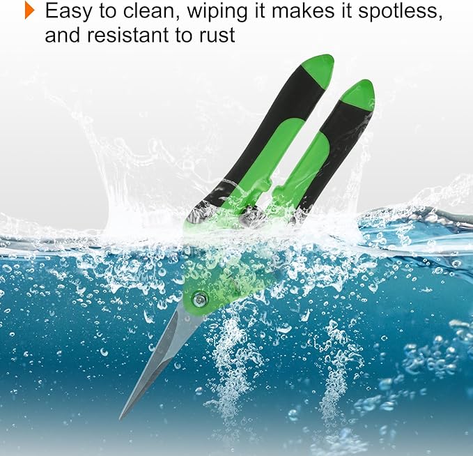 HARFINGTON 3pcs Gardening Scissors 6.5" Straight Stainless Steel Blades Hand Pruner Garden Pruning Shears for Plant Flowers Trimming in Garden, Green