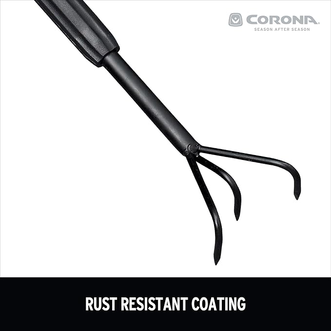 Corona Tools Extendable Handle 3-Tine Hoe for Raised Garden Beds – Adjustable 18"–32" Telescoping Garden Hoe