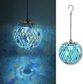 VCUTEKA Hanging Solar Lanterns Mosaic Solar Lights with Hook Up, Outdoor Garden Lights Decor for Yard Tree Fence Patio, Blue