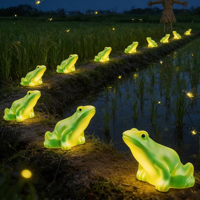 Solar Frog Path Lights Outdoor for Garden Art Decor,6PACKS Frog Easter Yard Decorations,Frog Lights for Housewarming Gifts,Lawn Ornament,Gardening Gifts for Grandma,Women,Mom Day,House Decor
