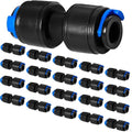 20 Pack 1/4" Drip Universal Straights Fitting Connectors, Quick Connect Universal Drip Irrigation Tubing Coupling Valve, Connector Locking Fitting for Sprinkler or Drip Irrigation System