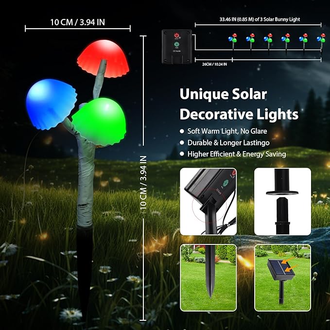 Solar Mushroom Lights Outside for Lawn Decorations - 6PACKS 18LED 8 Lighting Modes Multi-Color Mushrooms Yard Decor for Mom Gifts,Solar Garden Lights for Backyard,Fence,Housewarming Decor