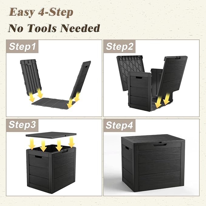 ZEUKMXOO 35 Gallon Outdoor Storage Box Waterproof,Deck Boxes Outdoor Waterproof,Resin Deck Box Delivery Boxes for Outside for Package Delivery,Patio Cushions,Gardening Tools,UV Resistant