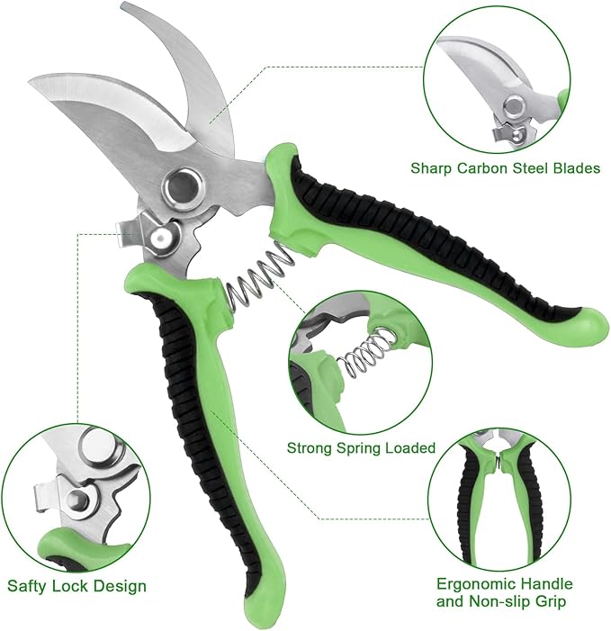 Garden Tools Set, 8 Piece Gardening Tools Set with Non Slip Ergonomic Handle, Heavy Duty Garden Tool Set with Storage Bag, Gardening Kit for Women, Garden Hand Tools Gift, Green