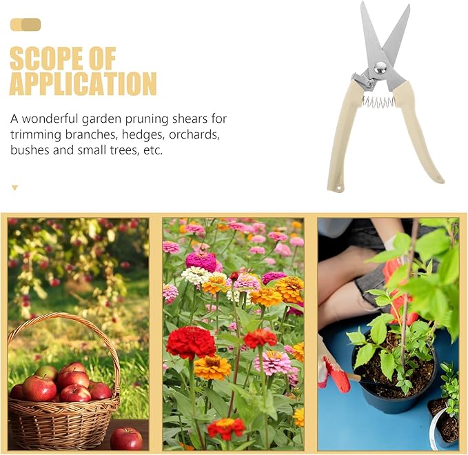 Toyvian Stainless Steel Branch Shears and Gardening Pruning Scissors for Fruit Tree Trimming with Straight Head, Horticulture Hand Tool for Precise Garden and Orchard Cutting