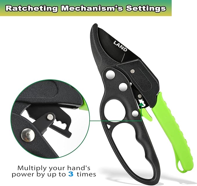 LAND Garden clippers 8" Professional Ratchet Anvil Pruning Shears, Ratcheting Mechanism, Anvil Groove, Garden Shears Clippers, Anvil Pruner, Hand Tools Scissors Loppers for trimming
