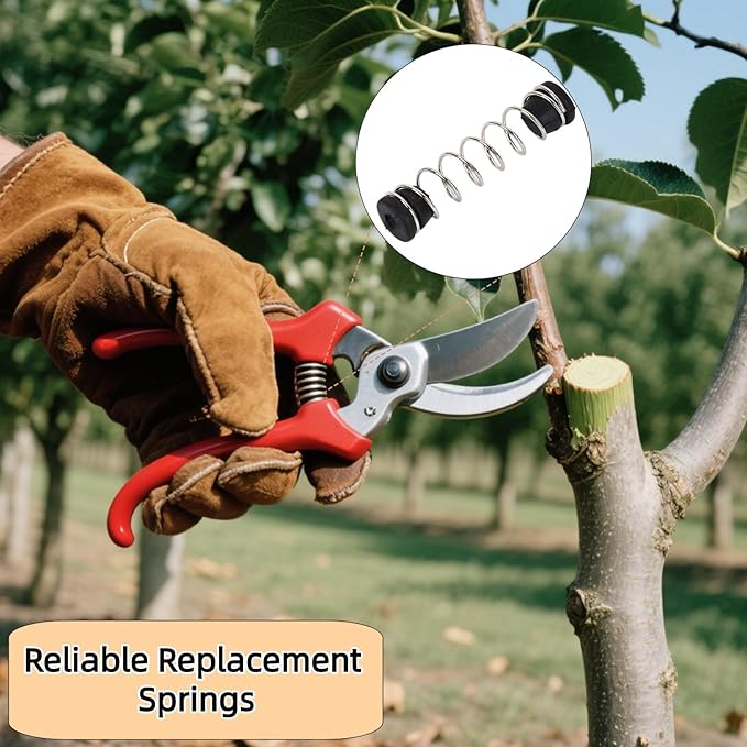 Pruner Spring Replacement Kit 6 Set Replacement Springs with Rubber Base Cap for Hand Pruners Pruning Shears Trimming Snips and Garden Clippers
