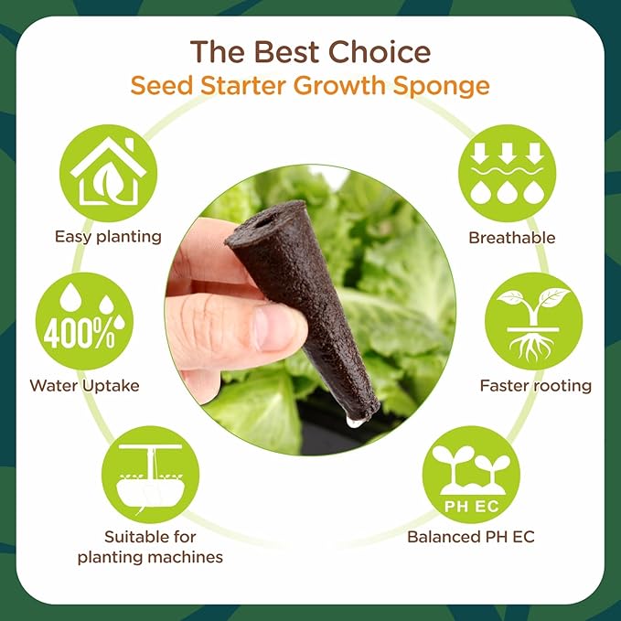150 Pack Grow Sponges for Hydroponics, Replacement Root Growth Sponges Compatible with AeroGarden, Seed Starter Pods for Hydroponic Indoor Garden System (Cone)