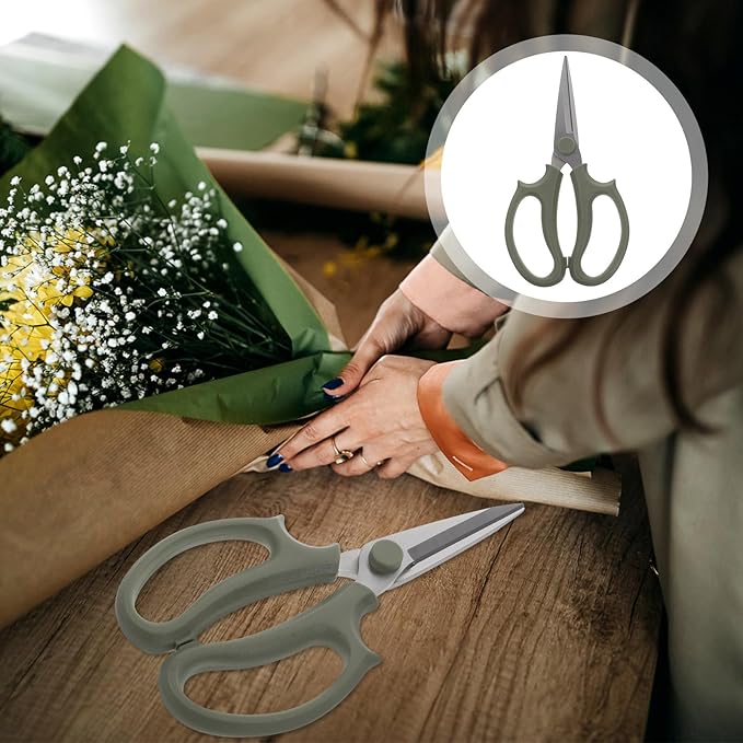 HEMOTON Stainless Steel Flower Shears and Garden Pruning Scissors for Floral Arrangement, Pointed Head Thickened Branch Trimming Tool, Professional Gardening Hand Tool for Flower Shops and