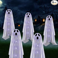 Halloween Decorations Solar Garden Lights Outdoor,6PACKS Halloween Ghost Decorations Lights with Scary Party Gifts Decor,Solar Scary Ghost Path Lights for Halloween Party Decor Cold White