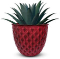 Headwind Glazed Ironstone Diamonte Collection – Crimson Red 6-Inch Decorative Plant Pot, Indoor & Outdoor, Vintage Diamond-Textured, Lightweight & Weather-Resistant for Garden Use by Robert Allen