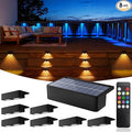 Solar Fence Lights Outdoor with Remote 8 Pack, Warm/Cool White & RGB 12 Modes, Deck Lights Solar Powered Waterproof, Led Backyard Lights for Step Stairs Railing Balcony Patio Decor