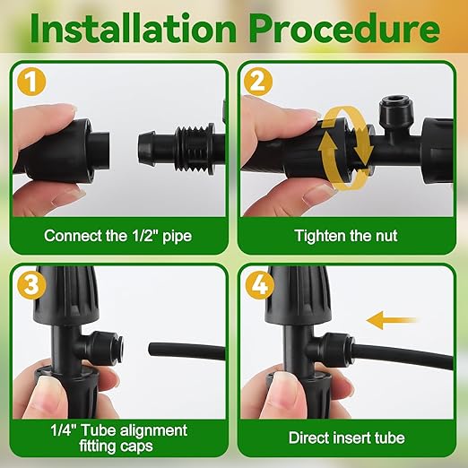 Kalolary 8PCS Drip Irrigation Tee Connectors, 1/2'' to 1/4'' Drip Irrigation Fittings Barbed Tee 3-Way Connector Anti-Leak Barbed Lock Fittings Drip Irrigation Parts for Garden Lawn Irrigation System