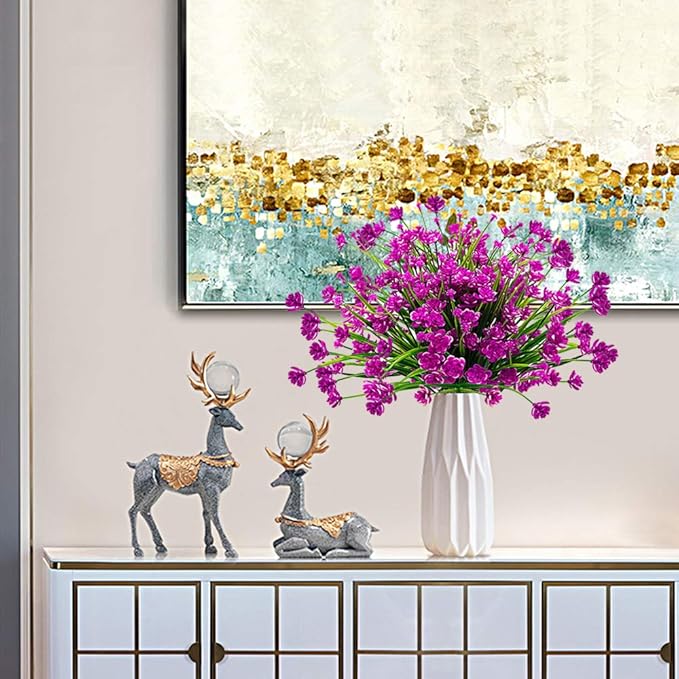 10 Bundles Artificial Flowers Outdoor UV Resistant Fake Plants Indoor Outside Hanging Planter Home Garden Decor (Purple)