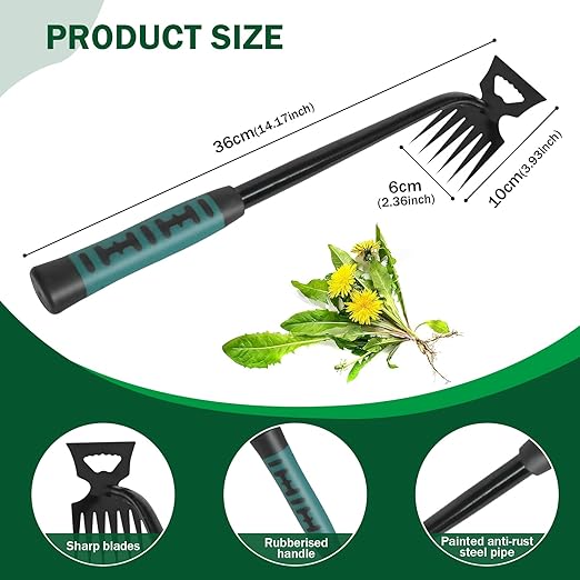 Weed Remover Tool,2-in-1 Portable Hand Weeding Tool with 6 Teeth,Portable Garden Weeder Tool,2026 New Gardening Weeding Tools,for Garden Hand Tools for Garden, Backyard, Farm & Vegetable Planting