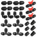 Copadri 21 Pieces1/2 Inch Drip Irrigation Fittings Kit, 1/2'' Drip Line Barbed Locked Connectors for 1/2 Inch Irrigation Tubing (1/2" ID x 0.640" OD) Coupling Tee Elbow Plug Valve Faucet Adapter