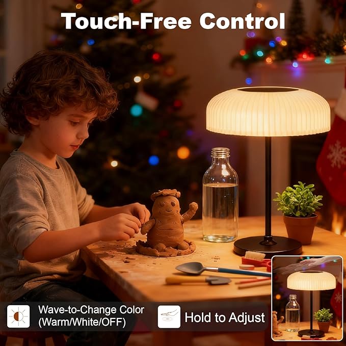 Solar Outdoor Table Lamp - Waterproof Shower Lamps with Light Sensor, Touch Dimmable Cordless Table Lamp Rechargeable for Garden Patio Bathroom Bedroom, lámpara de escritorio