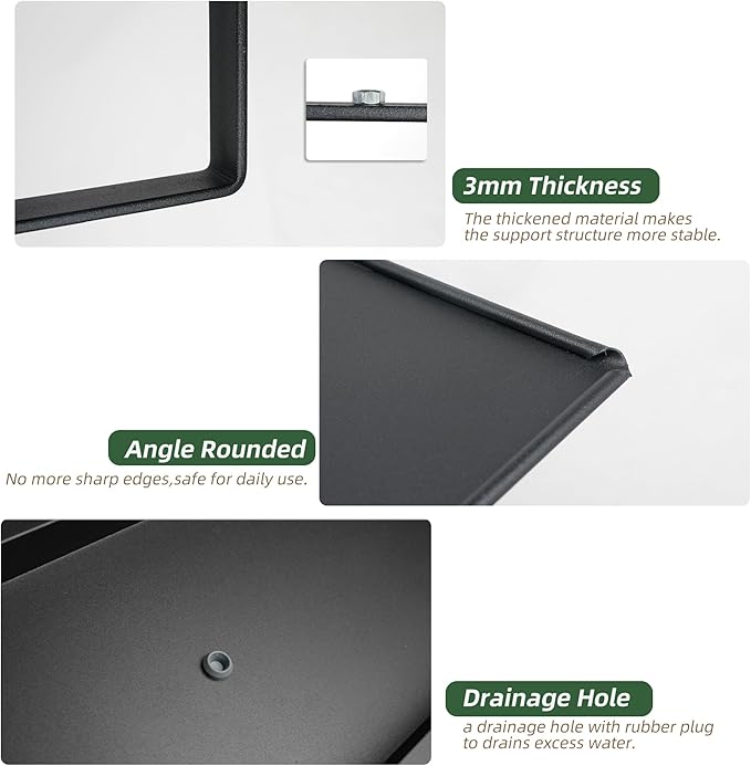 Worth Set of 2 Raised Metal Planter Box with Legs, Large & Small Matte Black Galvanized Steel Elevated Garden Beds with Drainage Hole & Plug for Vegetables, Flowers & Herbs, Indoor & Outdoor Use