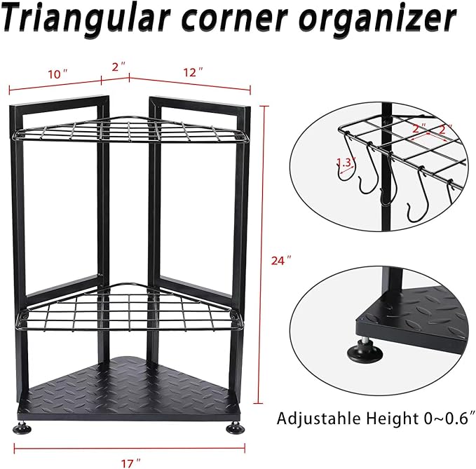 YueTong Garden Tool Organizer for Corner,Yard Tools Rack for Garage Storage Organization,Garage Tool Holder Free Standing No Mount.Heavy Duty and Solid Metal for Indoor and Outdoor Use.