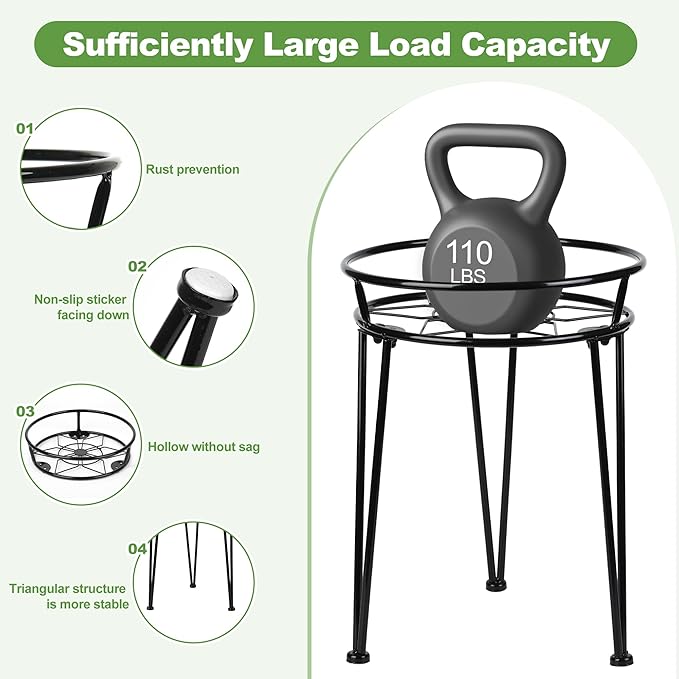 Jvtoo Metal Plant Stand, Plant Stand Indoor Outdoor, Metal Rustproof Flowers, Urban and Rustic Outdoor Plants Stands, Flower Pot Stand Suitable for Living Room, Balcony, Garden (3PCS,Black)