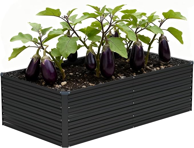 Vengarus 6x3x2FT Galvanized Raised Garden Bed Kit, Deep Root Planter Box for Vegetables, Flowers, Herbs, and Succulents - 269 Gallon Capacity,Black