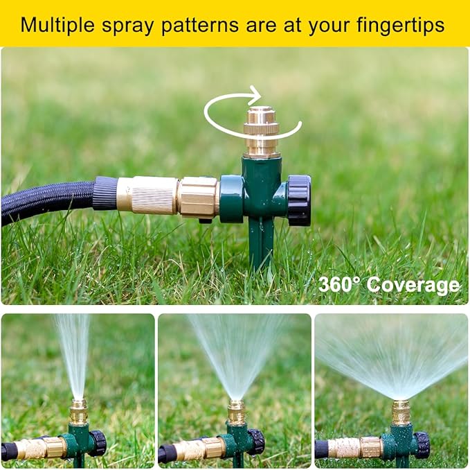 FANHAO 2 Pack Metal Lawn Sprinkler for Yard, Automatic Garden Water Sprinkler on Spike Base, Adjustable Irrigation System 360 Degree Large Area Coverage for Lawn Grass Patio Garden Irrigation