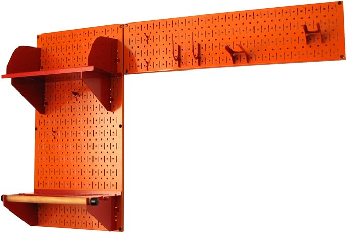 Wall Control Pegboard Garden Supplies Storage and Organization Garden Tool Organizer Kit with Orange Pegboard and Red Accessories