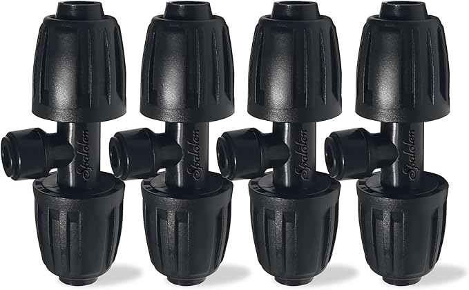 4 Pack 1/2'' to 1/4'' Drip Irrigation Fittings, Push-to-Connect 3 Way Drip Irrigation Part Barbed Tee Connectors, Anti-leak Locked Splitter Fitting for 1/2" Irrigation Tubing (0.6''-0.67''OD)
