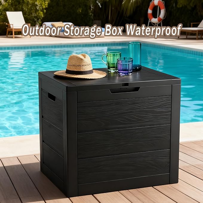 ZEUKMXOO 35 Gallon Outdoor Storage Box Waterproof,Deck Boxes Outdoor Waterproof,Resin Deck Box Delivery Boxes for Outside for Package Delivery,Patio Cushions,Gardening Tools,UV Resistant