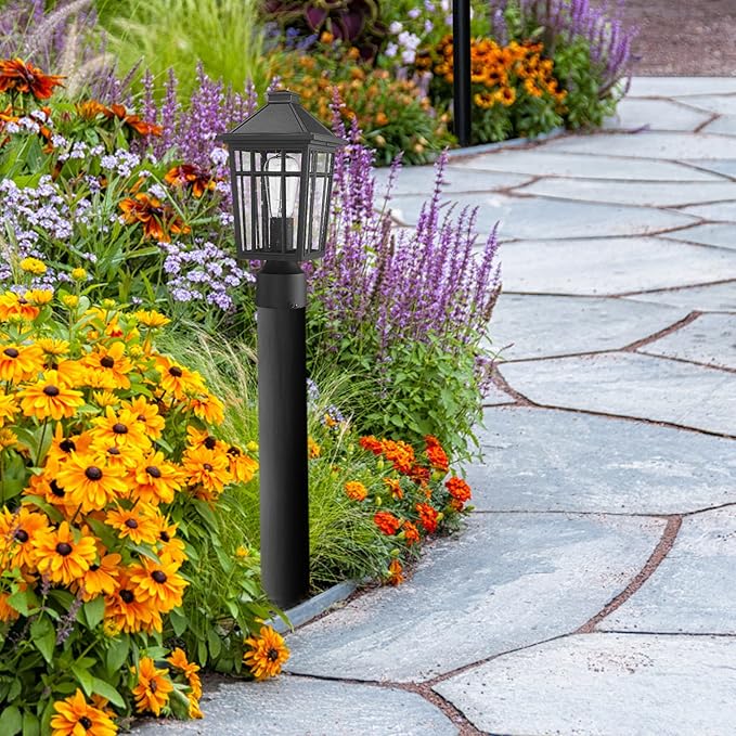 Darkaway Outdoor Post Lights Lamp Post Light Fixture, Waterproof Aluminum Housing with Glass, Fence Post Deck Lighting for Garden, Patio, Pathway (2 Pack, Black)
