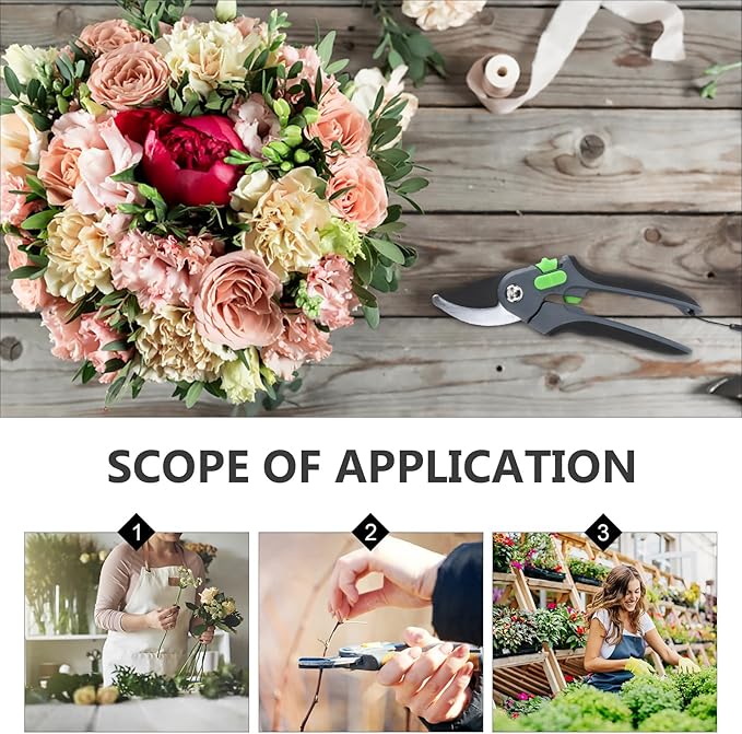 Branch Pruning Shear Stainless Steel Garden Trimming Scissor for Fruit Tree Cutting and Flower Pruning Gardening Hand Tool Silver Head