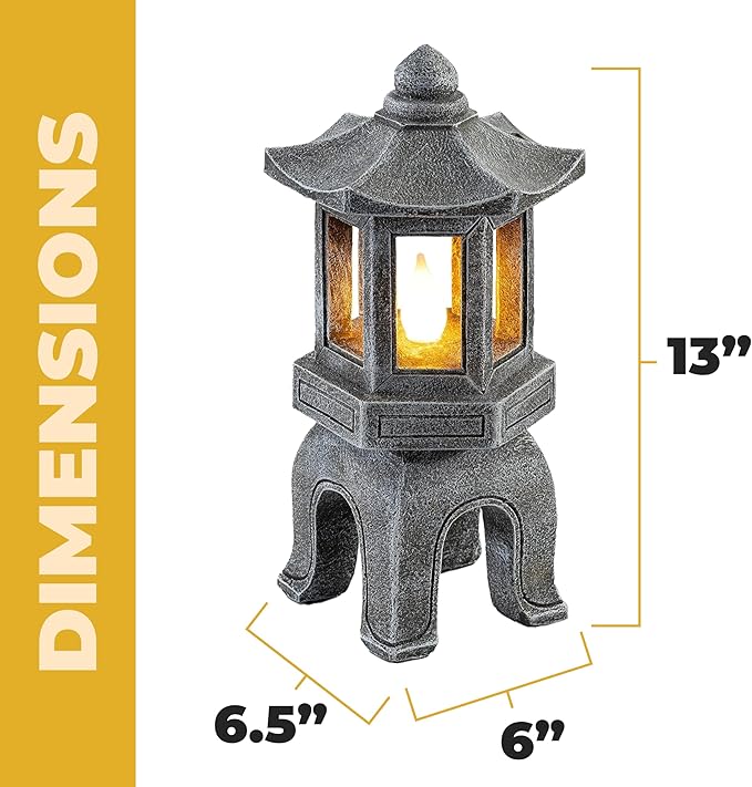 VP Home Solar Powered Asian Statue, Pagoda Garden Decor, Outdoor Zen Garden Lantern, Flickering LED Garden Light (Peaceful Zen Pagoda)