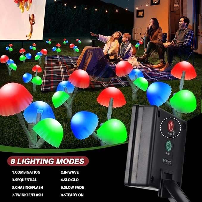 Solar Mushroom Lights Outside for Lawn Decorations - 6PACKS 18LED 8 Lighting Modes Multi-Color Mushrooms Yard Decor for Mom Gifts,Solar Garden Lights for Backyard,Fence,Housewarming Decor