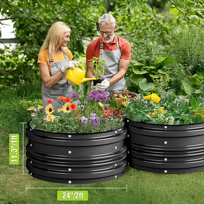 WORKPRO 3PK 2x2x1ft Outdoor Galvanized Raised Garden Bed Kit, Rust & Corrosion Protection, Easy Assembly, Safe Edge, Ideal for Vegetables & Flowers, Black