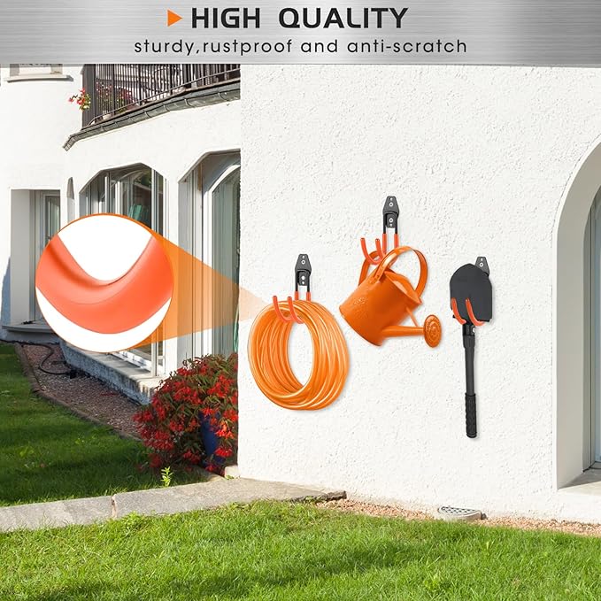 Pruite Hose Hanger Wall Mount 2 Pack,Heavy Duty Hose Holder with Screws Metal Hose Hangers for Outside,Hose Rack Suitable for Garage,Garden and Yard