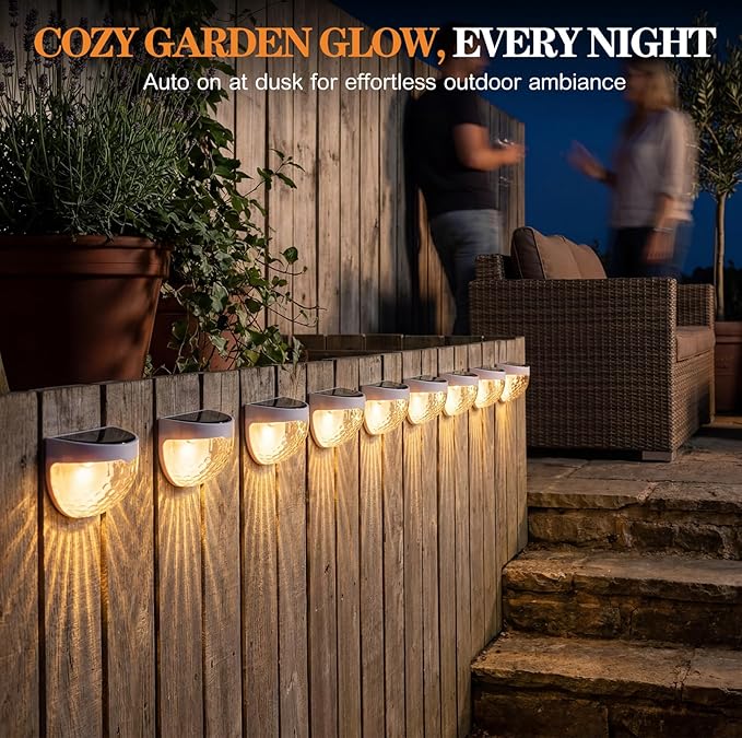 VIHOSE 12 Pack Raised Garden Bed Solar Lights Magnetic with Dusk to Dawn Sensors Wide Angle IPX4 Waterproof Solar Powered Lights Outdoor for Planter Raised Beds Garden Patio Yard Fence, Warm White