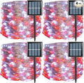QITONG 4 Pack Solar Fairy Lights, Each 33ft 100 LED Red and White Christmas String Light Outdoor Waterproof, 8 Modes Silver Wire Twinkle Mini Lights