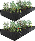 ZUNUDA 12×4×1FT(2PCS) Galvanized Raised Garden Bed Kit,Metal Planter Boxes,Large Outdoor Planters Garden for Planting Vegetables,Flowers,Herbs -Black