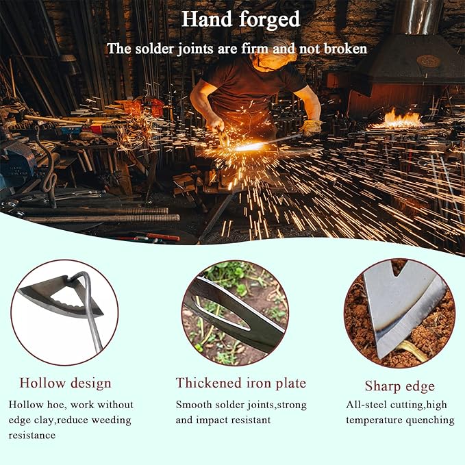 Garden Hoe All-Steel Hardened Hollow Hoe, Sharp Durable Garden Weeding Tools, Garden Edger Weeder Portable Household Vegetable Garden Shovel for Backyard (1Pack)