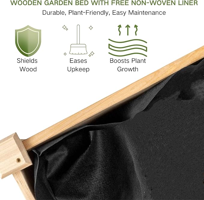 ZSYWODFO Raised Garden Bed with Greenhouse Cover,Elevated Wood Planter Box with Legs & Non-Woven Liner,34" L x18 W x 66" H Indoor Outdoor Gardening Bed for Vegetables, Herbs, Flowers