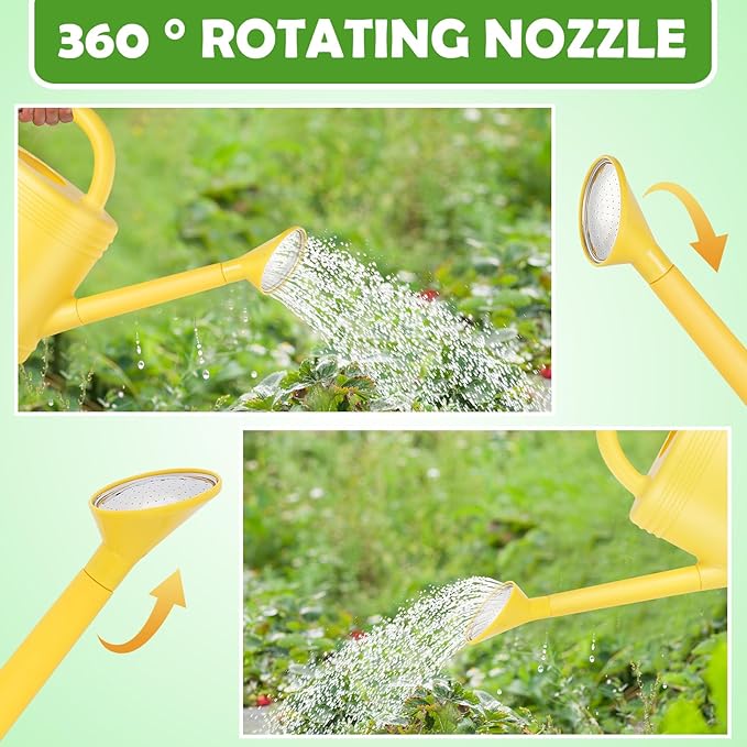 1 Gallon Watering Can for Indoor Plants, Garden Watering Cans for Outdoor Plant House Flower, Modern Plant Watering Can Large Long Spout with Sprinkler Head