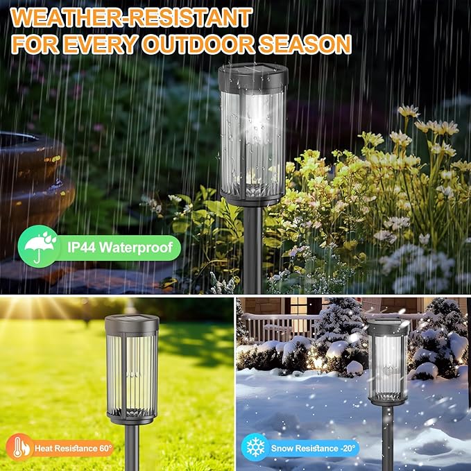 EXCMARK 8 Pack Outdoor Solar Lights Waterproof for Yard Garden Walkway Pathway Lawn Decorative Contemporary Landscape Lighting. (Cool White Light, 8)