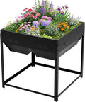 Worth Galvanized Steel Raised Garden Bed with Legs & Built-In Drainage - 50 Gal Outdoor Planter Box for Vegetables, Flowers, Herbs - Rust-Resistant Elevated Metal Design for Patio, Backyard 35"x35"x35