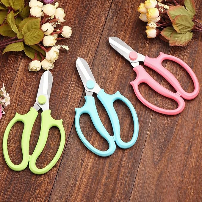 Luxshiny 8pcs Garden Pruning Scissors Set with Handles, Flower Arranging and Fruit Harvesting Shears, Lightweight Trimming Hand Tools for Gardening and Orchard Use