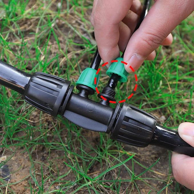 12 Pcs Lock Barbed Tee 1/2 inch Tubing to 1/4 Inch Tubing Irrigation Fittings for (1/2'' ID x 0.60''-0.63'' OD) ANTI-LEAK Drip Irrigation Connectors(12Pcs Lock Barbed Tee four Way)